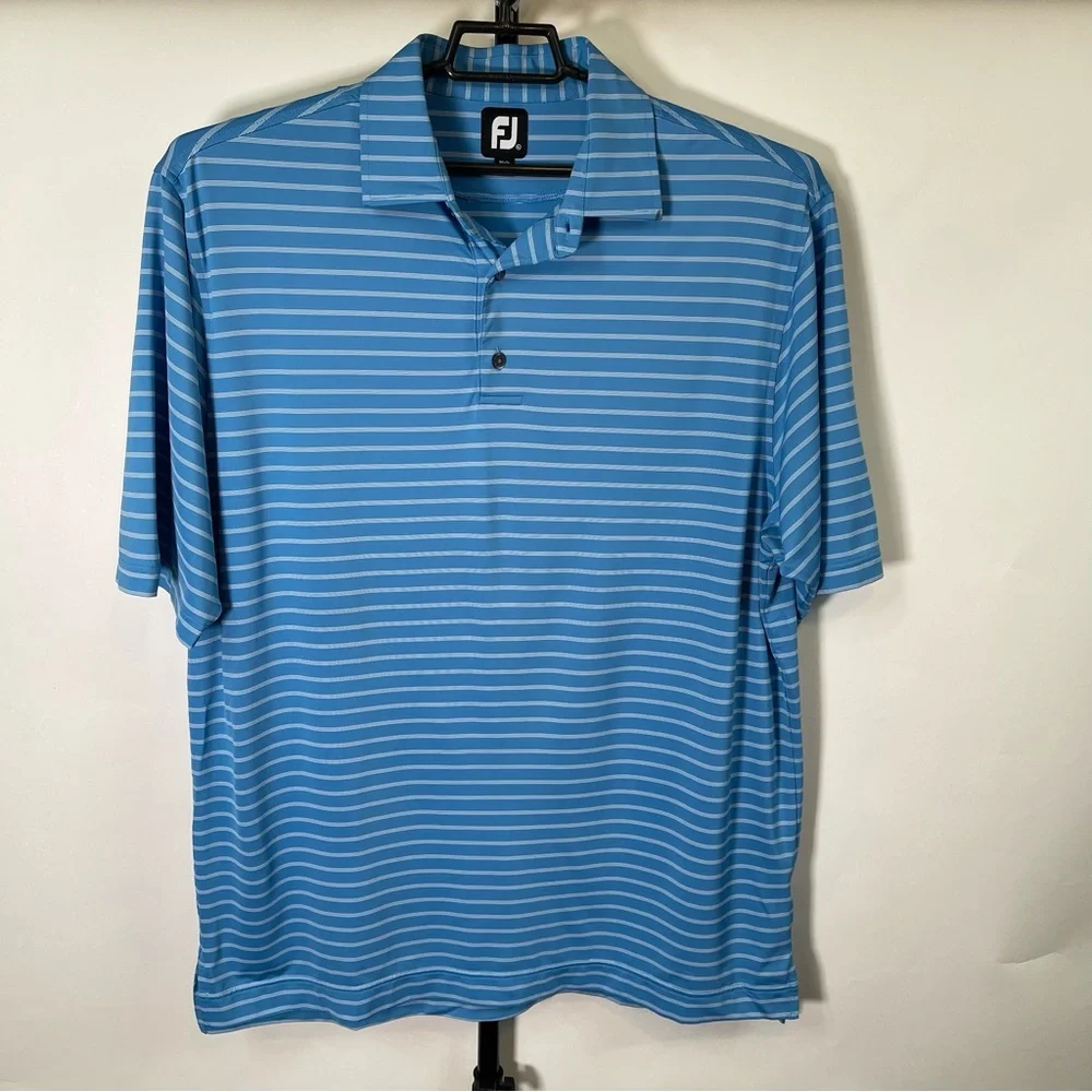Footjoy FJ Golf Blue White Striped Polo Size XL Men’s